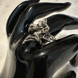 Sterling Silver Art Nouveau Fairy Ring Size 7.5